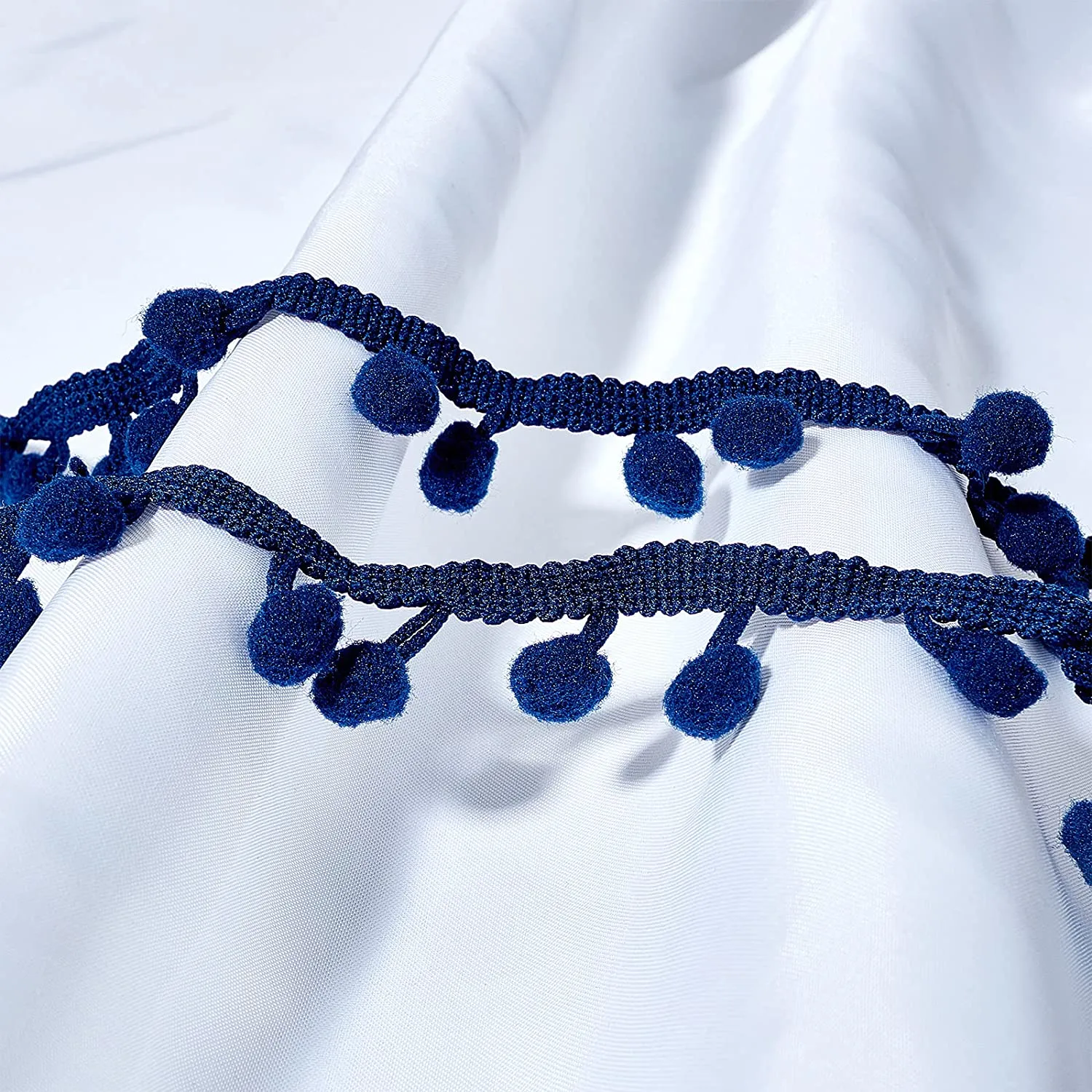 20 Yards Mini Pom Pom Trim (Blue) Ball Fringe Ribbon Sew on DIY Craft Sewing Accessory for Home Curtain Clothes Pillow Decoration