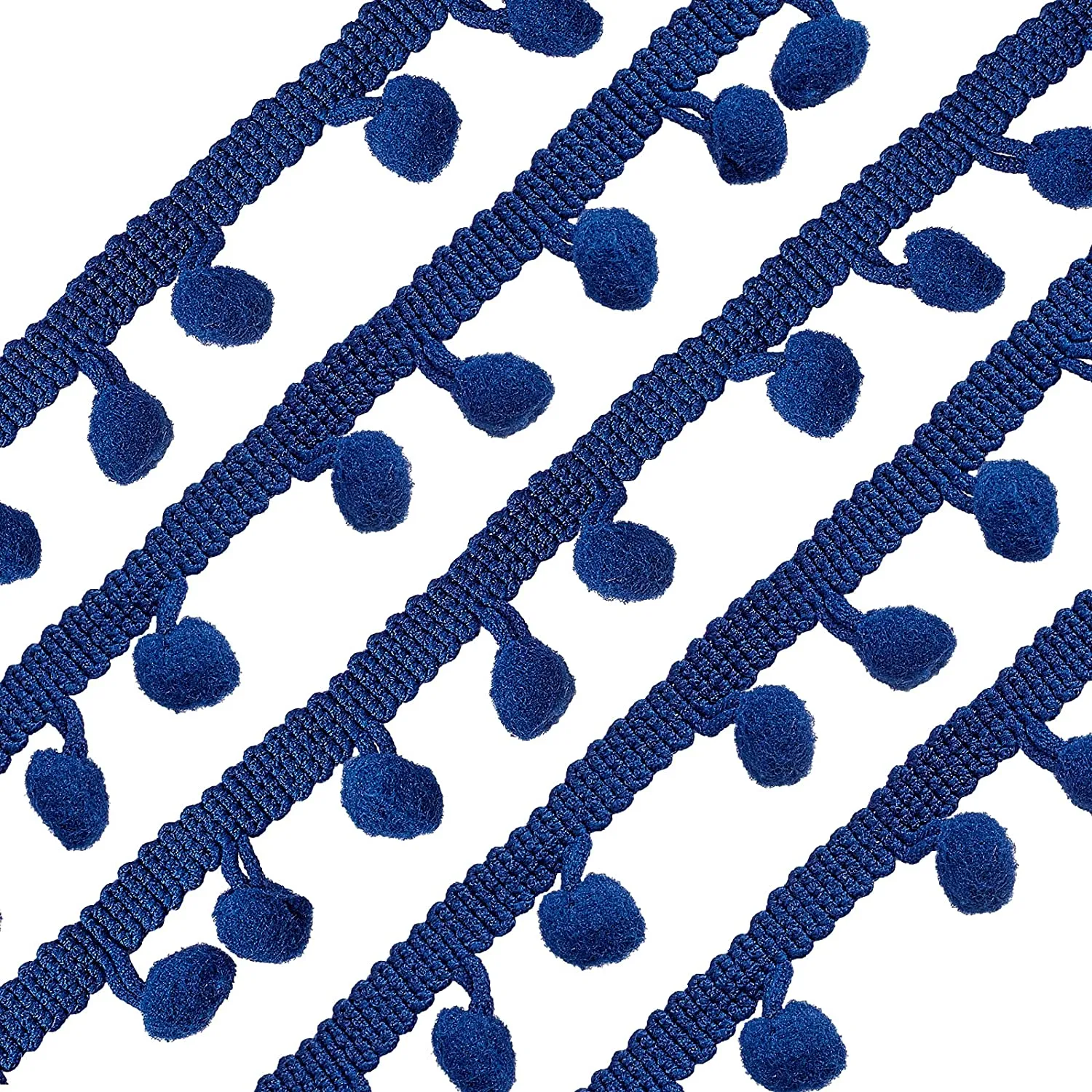 20 Yards Mini Pom Pom Trim (Blue) Ball Fringe Ribbon Sew on DIY Craft Sewing Accessory for Home Curtain Clothes Pillow Decoration