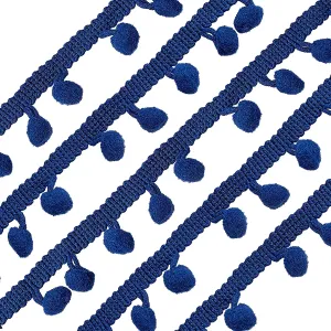 20 Yards Mini Pom Pom Trim (Blue) Ball Fringe Ribbon Sew on DIY Craft Sewing Accessory for Home Curtain Clothes Pillow Decoration