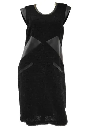 21st Century Chanel Black Bouclé and Lambskin Dress