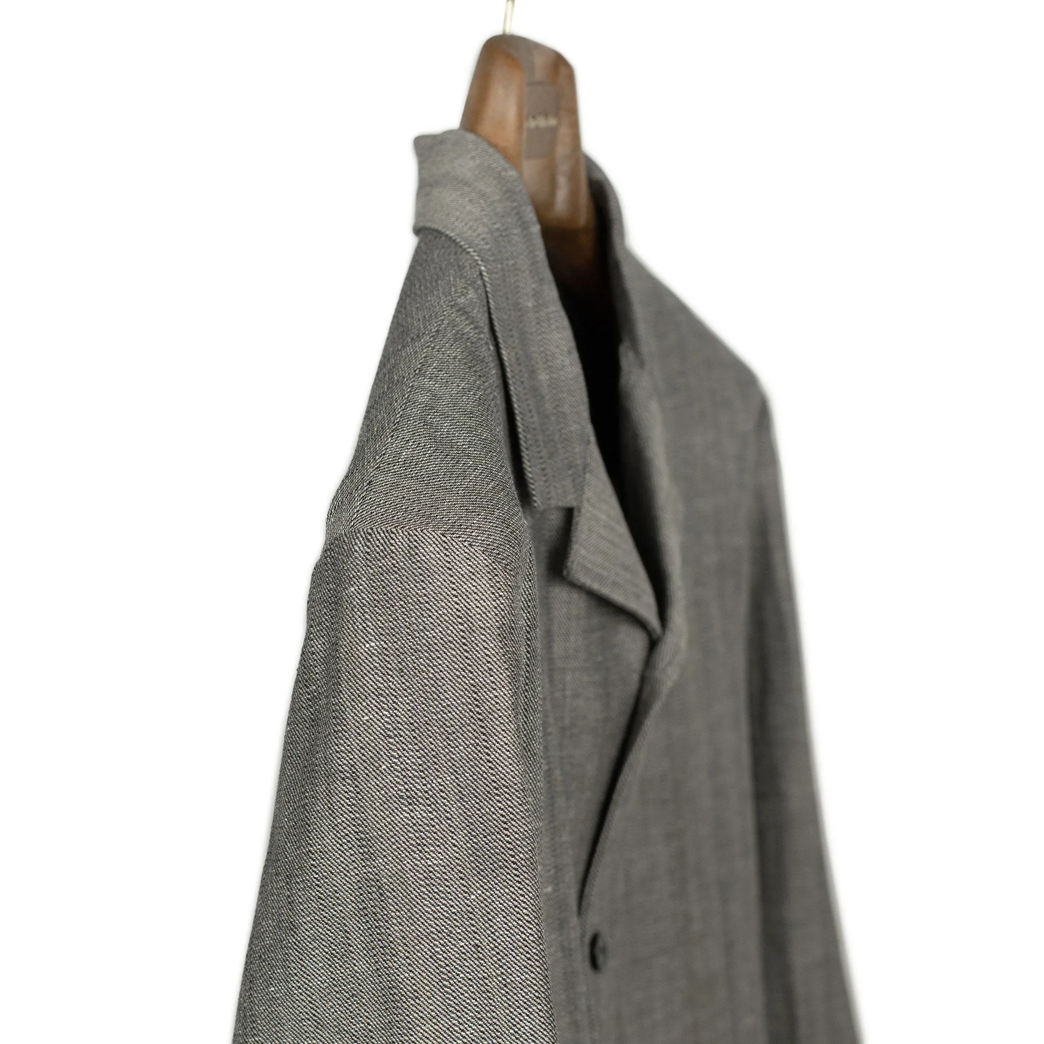 Airstream camp collar long-sleeve shirt in Canvas black and taupe cotton linen