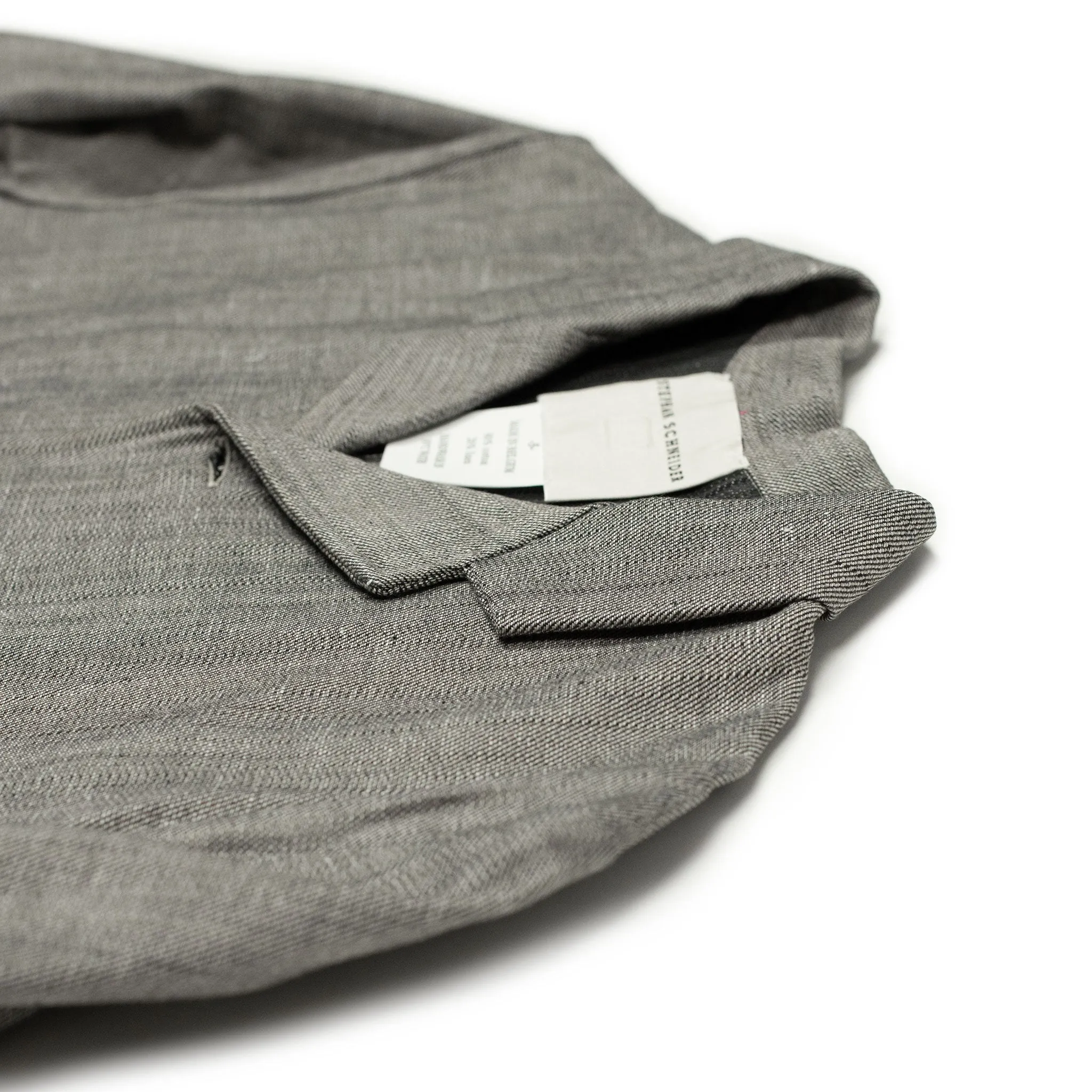 Airstream camp collar long-sleeve shirt in Canvas black and taupe cotton linen