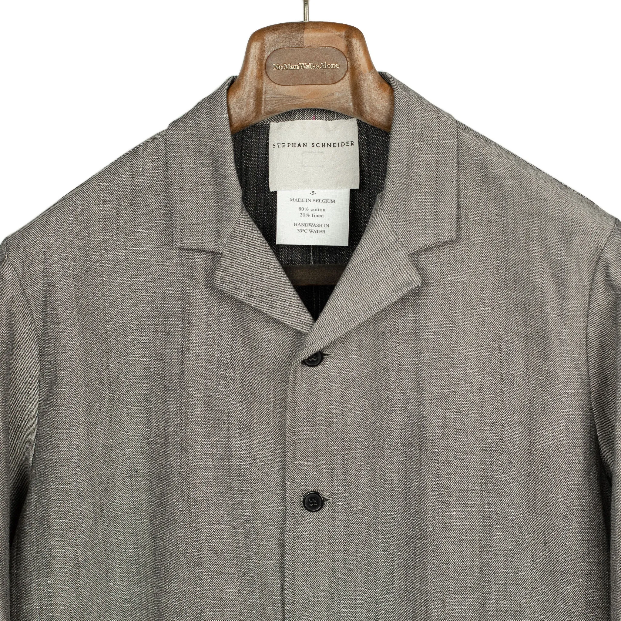 Airstream camp collar long-sleeve shirt in Canvas black and taupe cotton linen