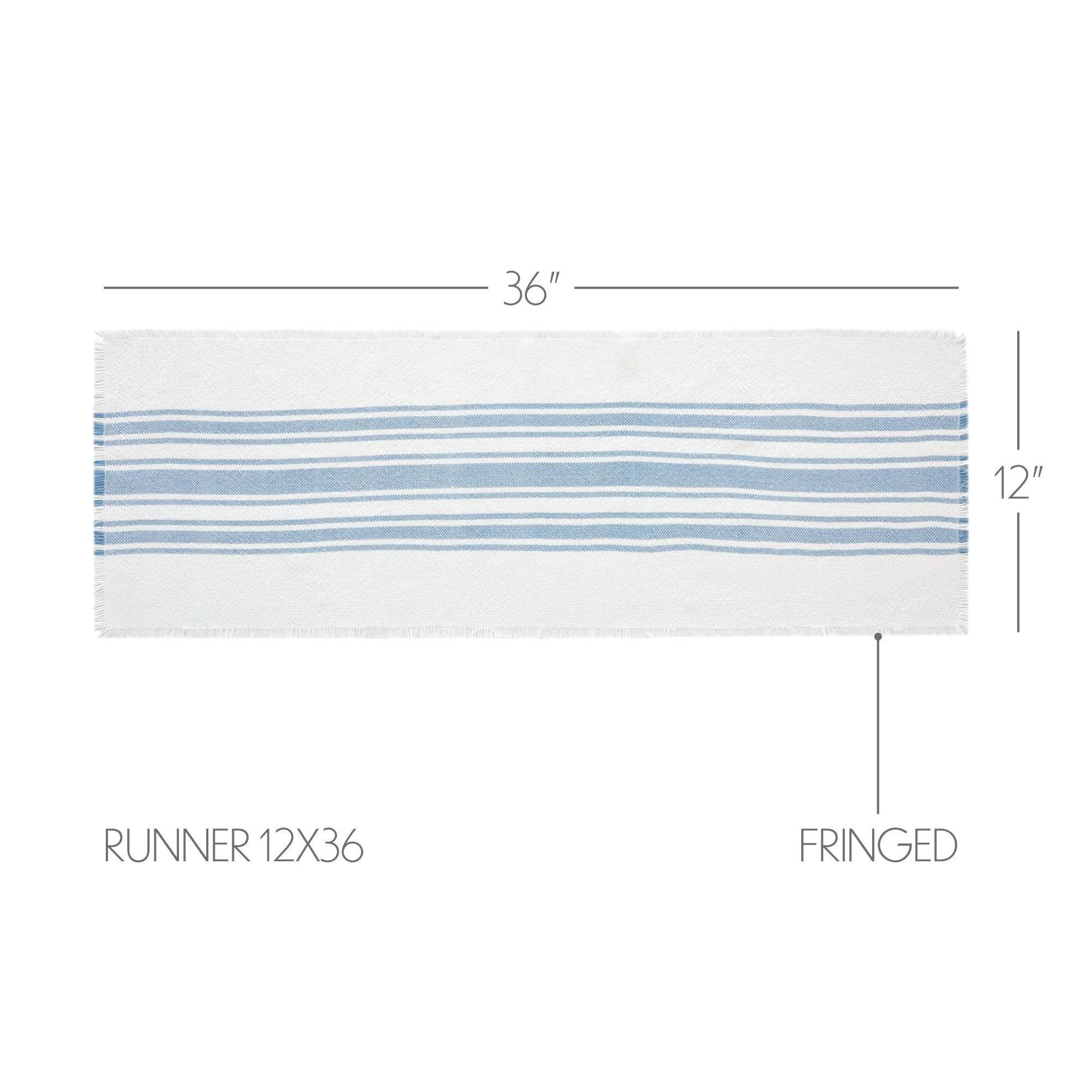 Antique White Stripe Blue Indoor/Outdoor Table Runner 12x36 VHC Brands VHC Brands