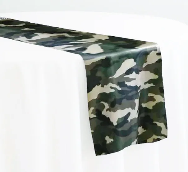 Army Camouflage Charmeuse Table Runners | Camouflage Table Runners | Multiple Colors |