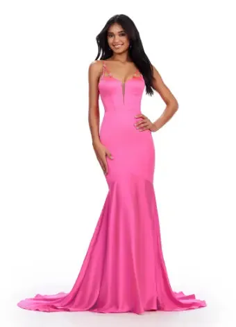 Ashley Lauren 11644 Long Prom Dress Mermaid Fitted  Corset Spaghetti Strap Gown Beaded Details Formal Pageant