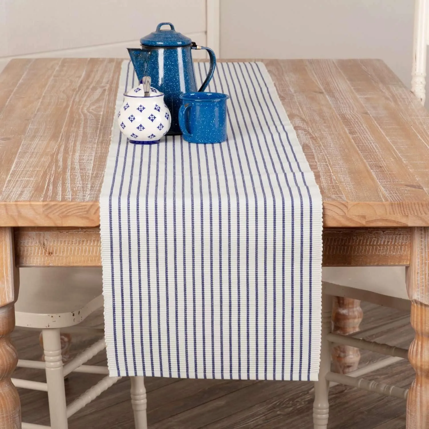 Audrey Blue Ribbed Runner 13x72 VHC Brands