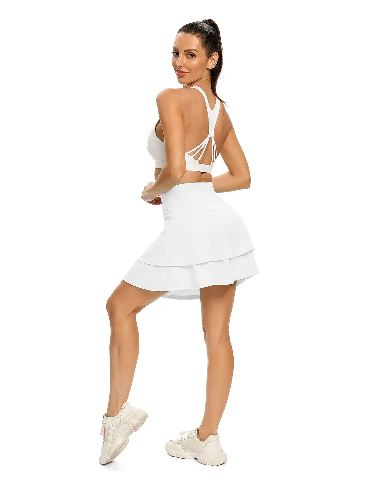 Basic Ladies Double Layer Active Skort with Pockets