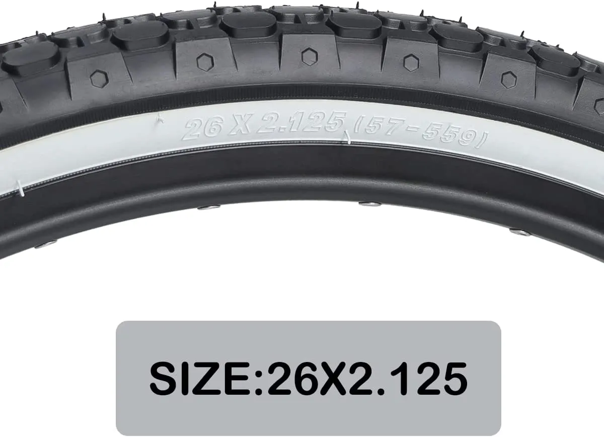 Beach Cruiser  Knobby 26in White Wall Tire 26x2.125 Bicycle Tire - Live 4 Bikes