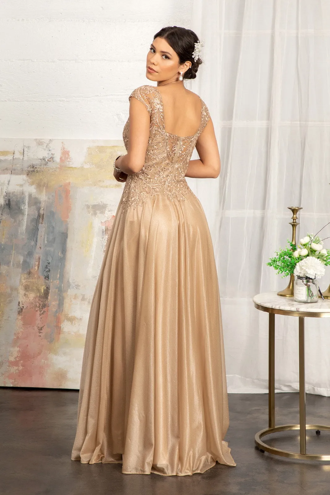 Beads Embellished Embroidered A-line Scoop-Neck Long Mother Of The Bride Dress GLGL3068 Sale