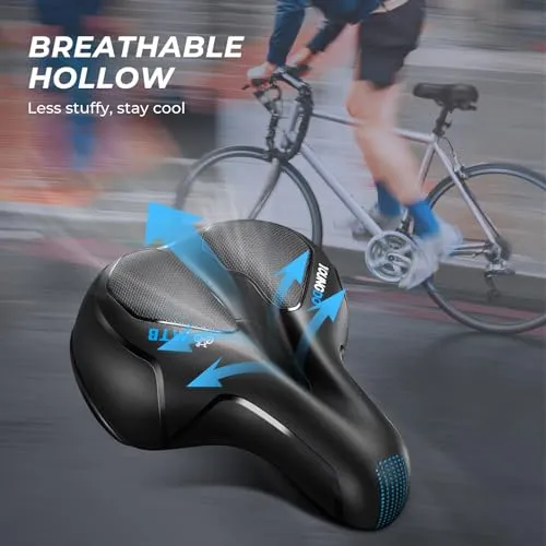 Bike Seat, YOUNGDO Bicycle Saddle Soft Wide Road Bike Gel Saddles, Breathable Mountain Bike Seat, Suitable for Peloton Bike MTB Mountain Bike Folding Bike, Road Bike, Spinning Bike, Exercise Bikes