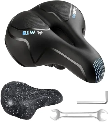 Bike Seat, YOUNGDO Bicycle Saddle Soft Wide Road Bike Gel Saddles, Breathable Mountain Bike Seat, Suitable for Peloton Bike MTB Mountain Bike Folding Bike, Road Bike, Spinning Bike, Exercise Bikes