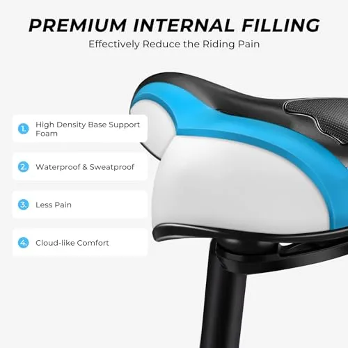 Bike Seat, YOUNGDO Bicycle Saddle Soft Wide Road Bike Gel Saddles, Breathable Mountain Bike Seat, Suitable for Peloton Bike MTB Mountain Bike Folding Bike, Road Bike, Spinning Bike, Exercise Bikes