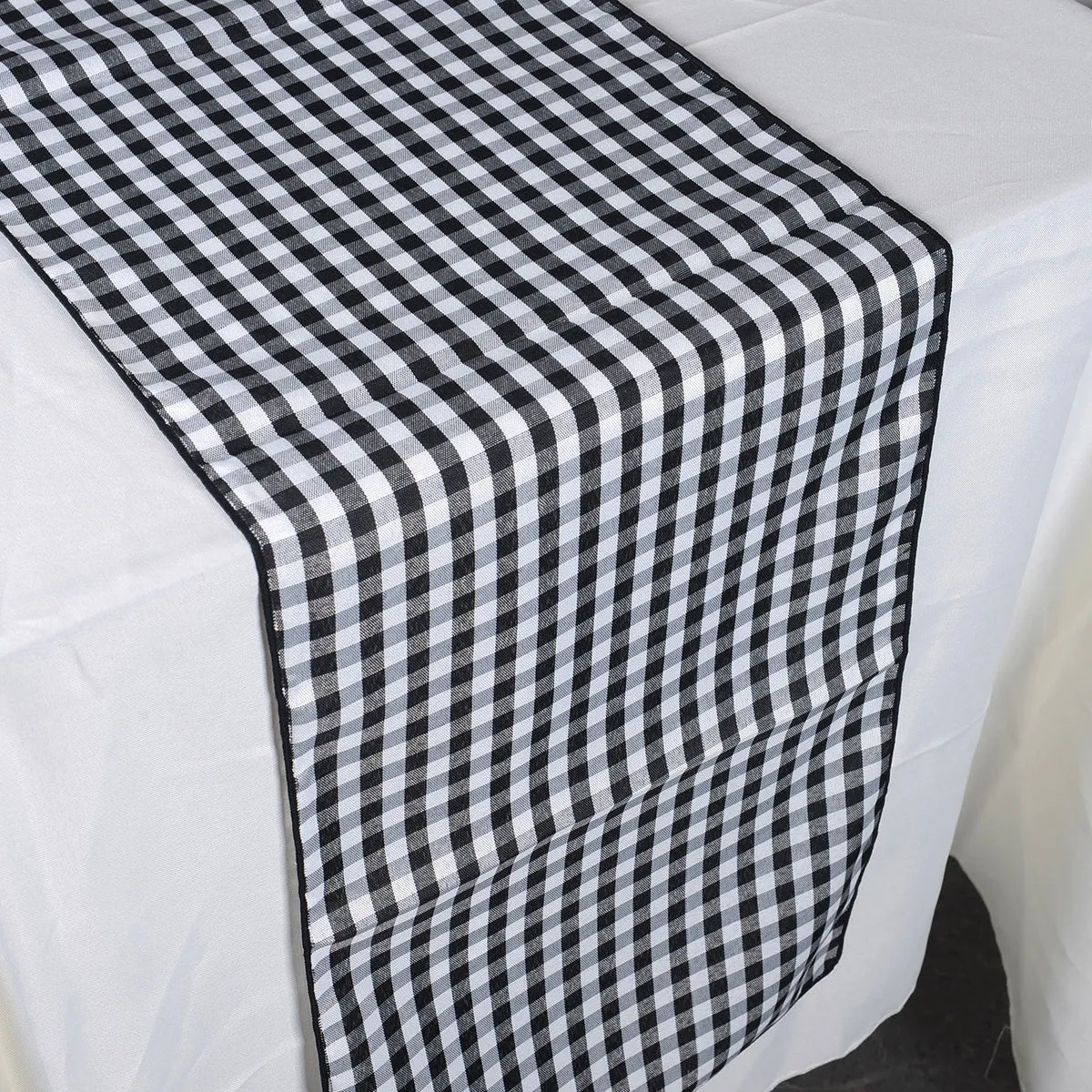 Black - 14 x 90 inch Checkered / Plaid Table Runner