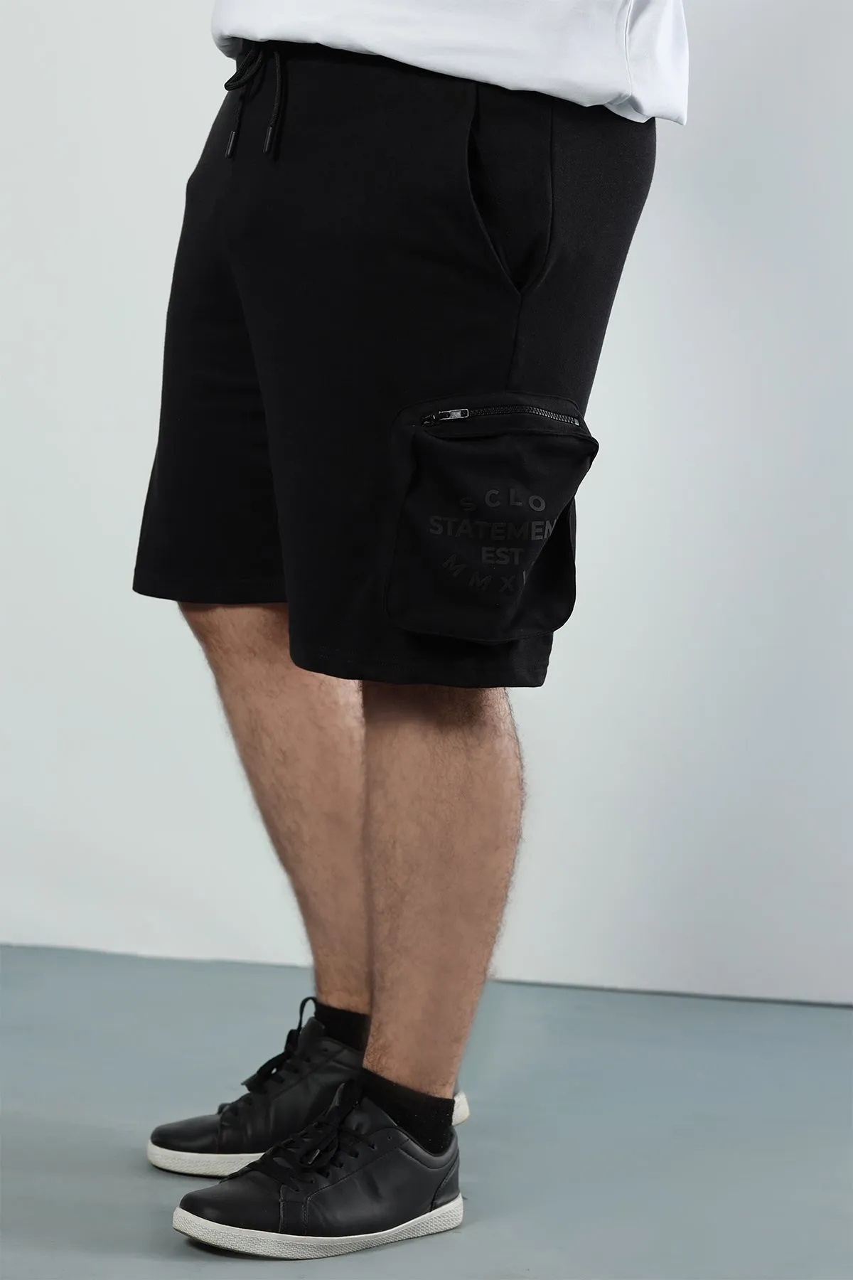 Black SCLO Statement Shorts (Plus Size) - P22 - MSH025P