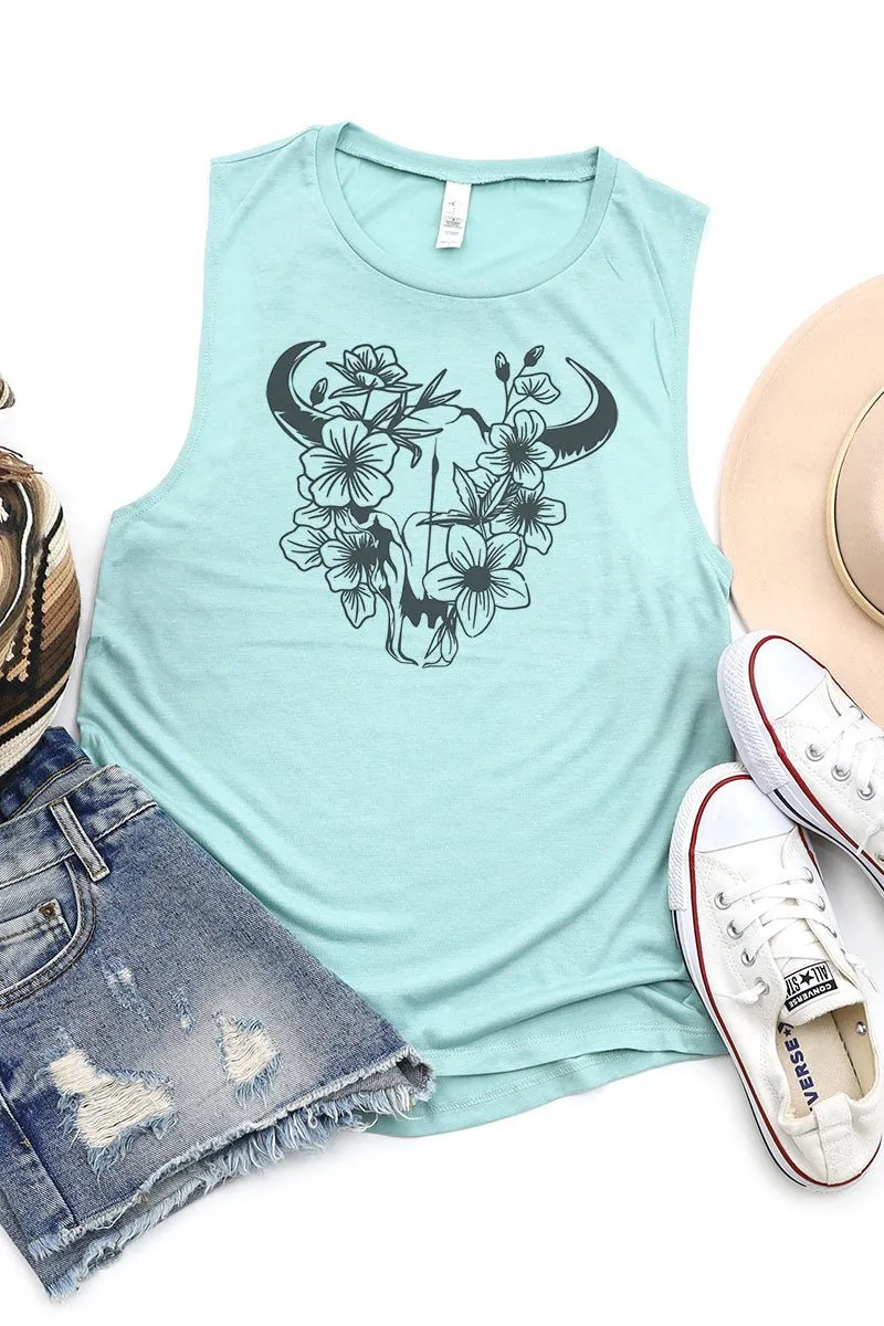 Blossom Steer Women's Flowy Scoop Muscle Tank