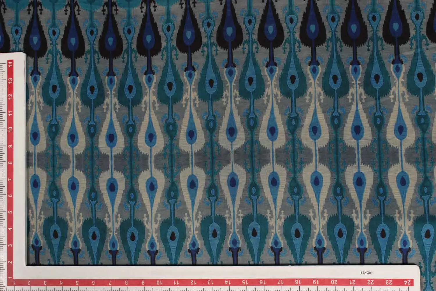 Blue & Grey Traditional Angora Impression Fabric