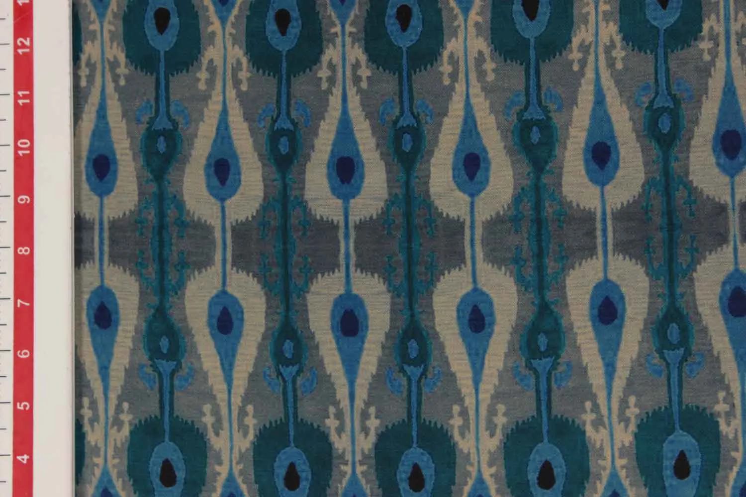 Blue & Grey Traditional Angora Impression Fabric