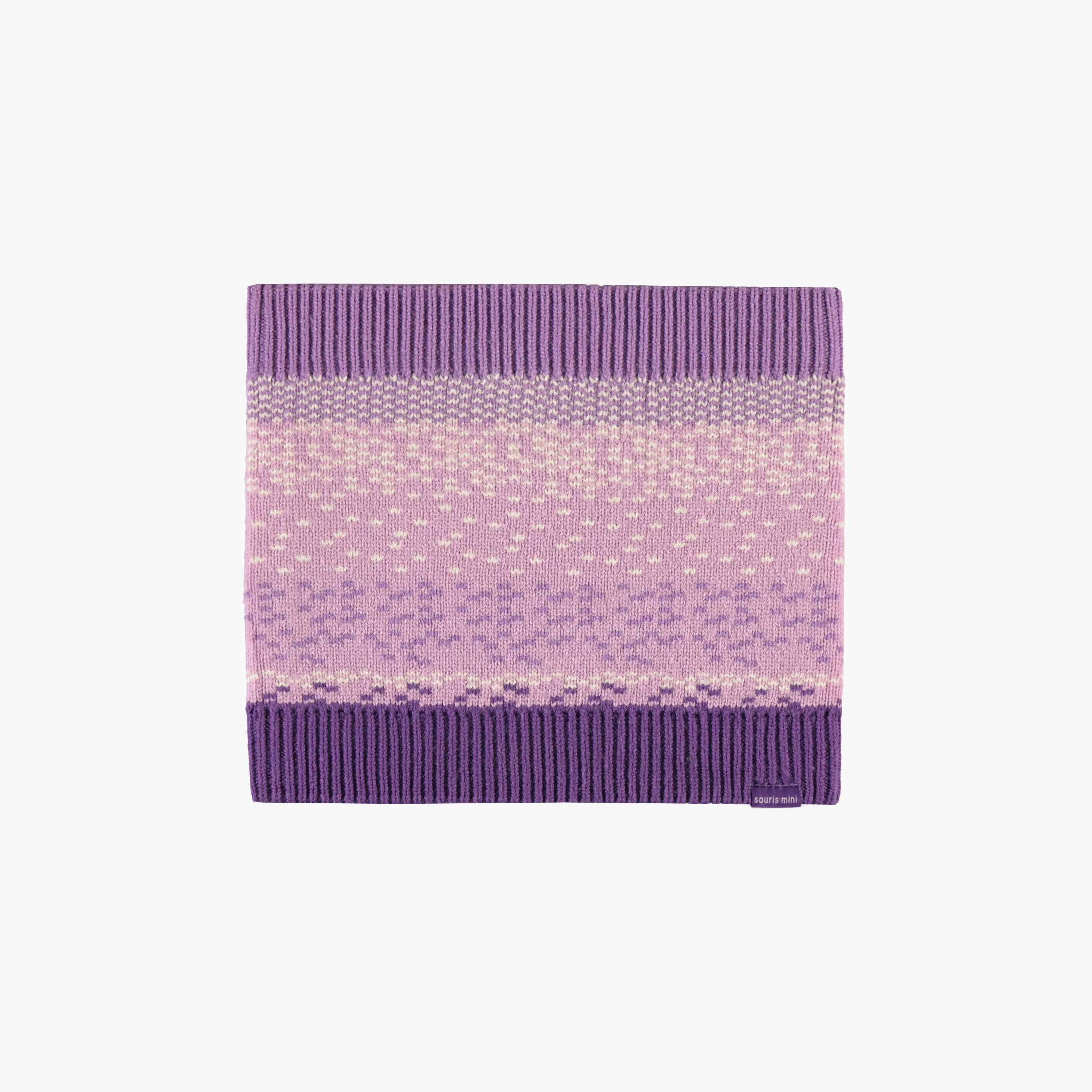 Cache-cou en tricot mauve à rayures, bébé || Purple striped neck warmer, baby