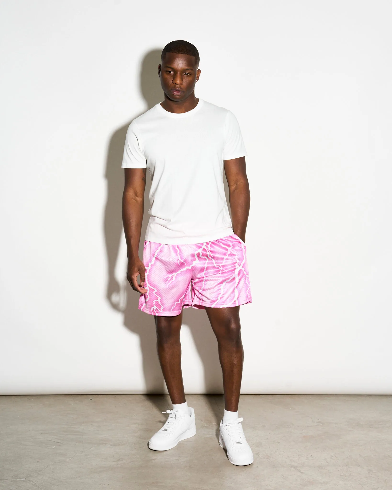 Chalk Line Neon Pink Lightning Retro Shorts