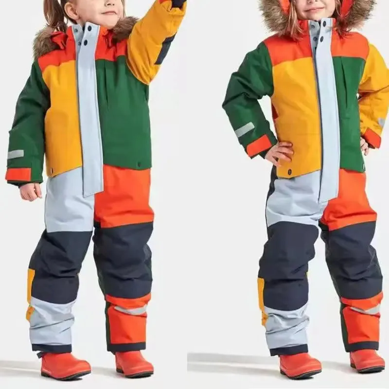 Children's Winter Ski Suit Thermal One-piece Ski Overalls