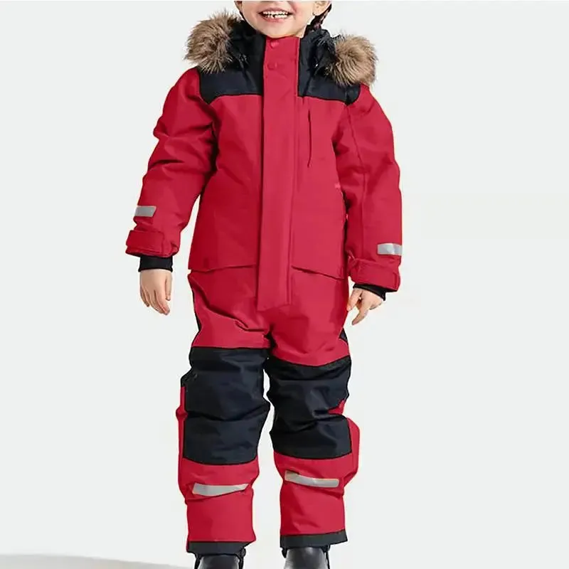 Children's Winter Ski Suit Thermal One-piece Ski Overalls