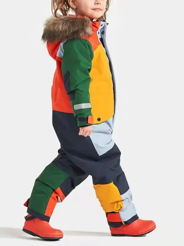 Children's Winter Ski Suit Thermal One-piece Ski Overalls