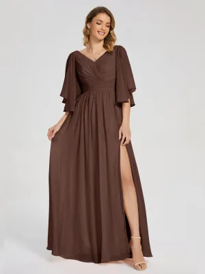 Chocolate Bridesmaids Dresses Giselle Pretty Corset Back Chiffon Bridesmaid Dresses