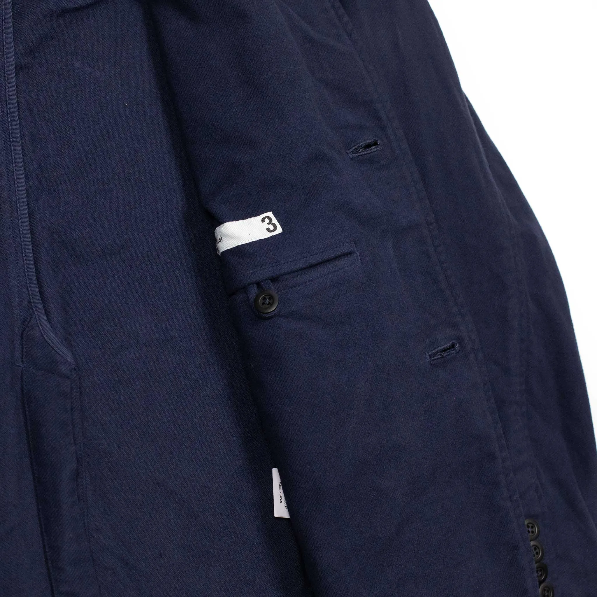 Chore blazer in garment dyed blue stretch cotton brushed twill