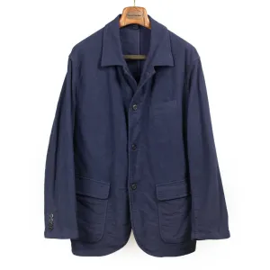 Chore blazer in garment dyed blue stretch cotton brushed twill