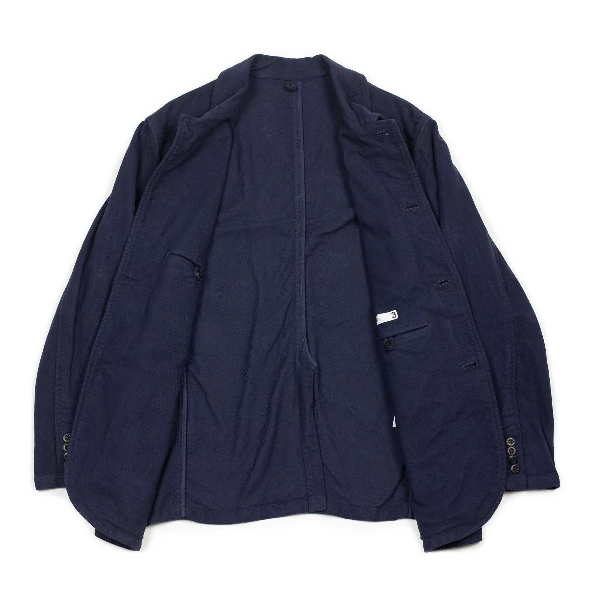 Chore blazer in garment dyed blue stretch cotton brushed twill