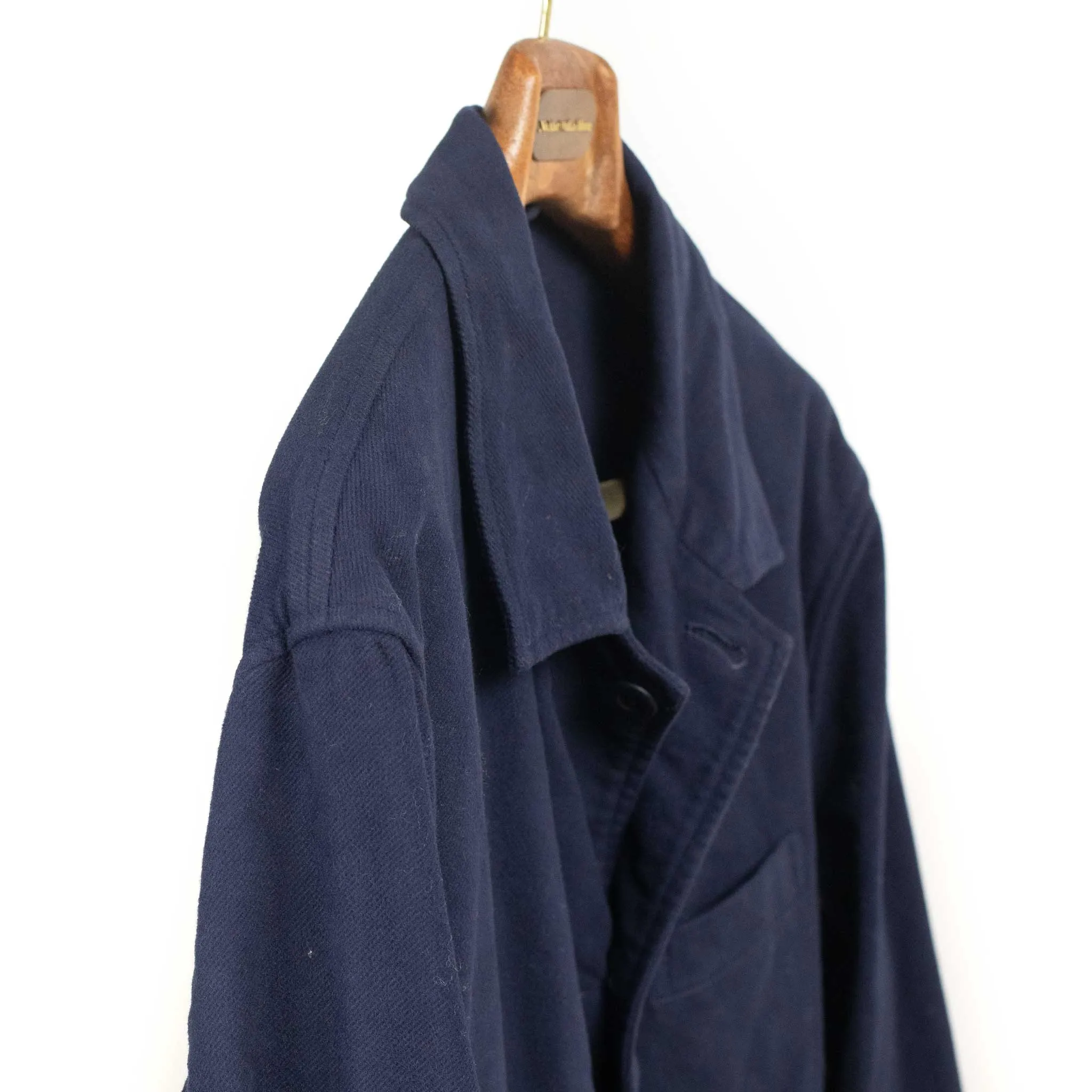 Chore blazer in garment dyed blue stretch cotton brushed twill