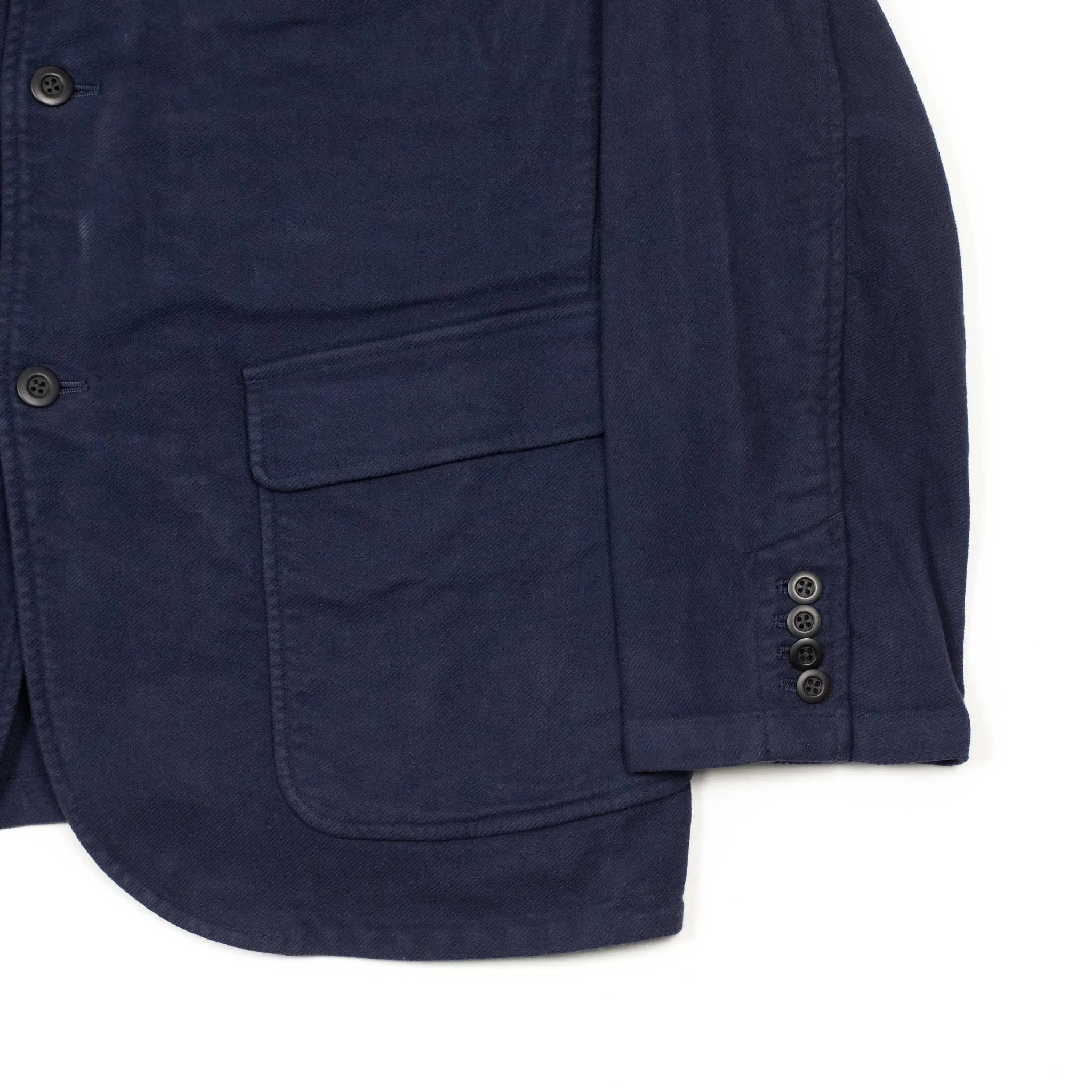 Chore blazer in garment dyed blue stretch cotton brushed twill