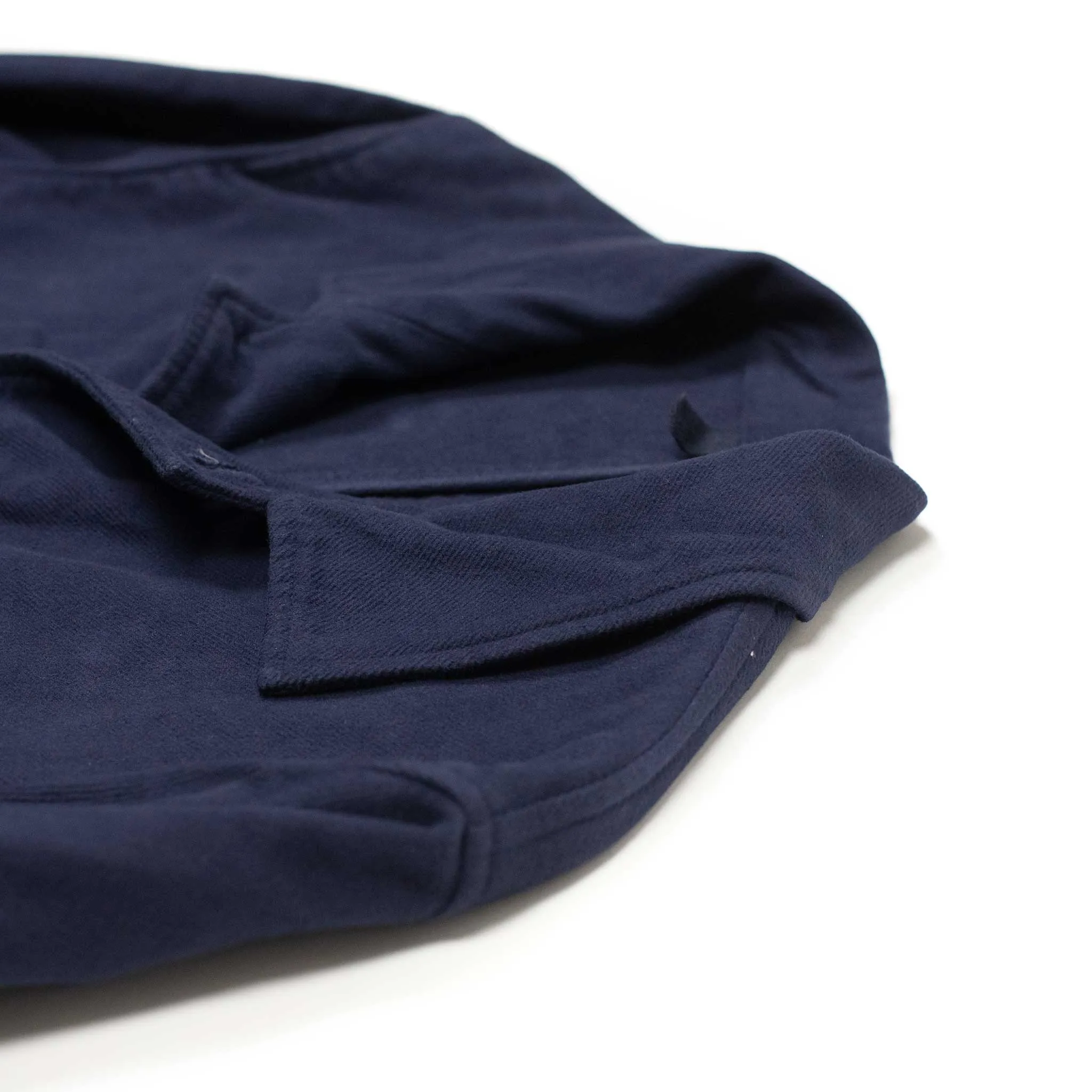 Chore blazer in garment dyed blue stretch cotton brushed twill