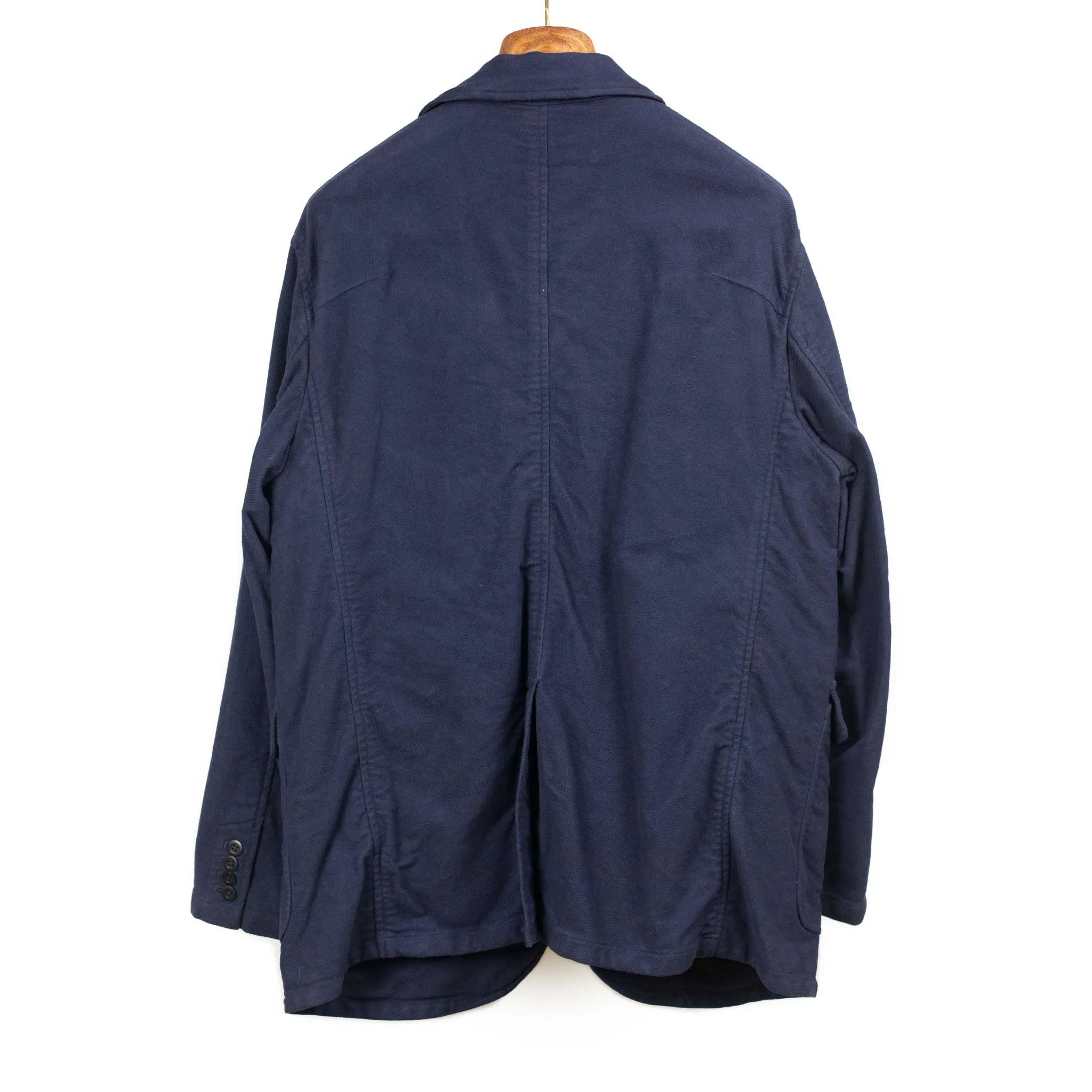 Chore blazer in garment dyed blue stretch cotton brushed twill