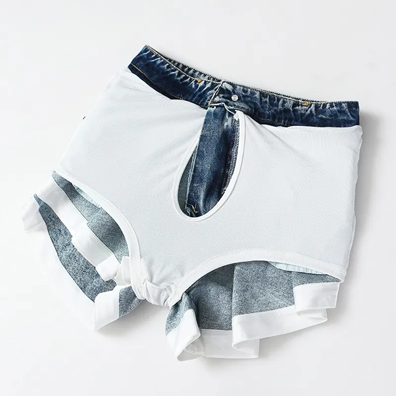 Cool Women's Denim Mini Shorts / Fashion High Waist Ruffle Shorts