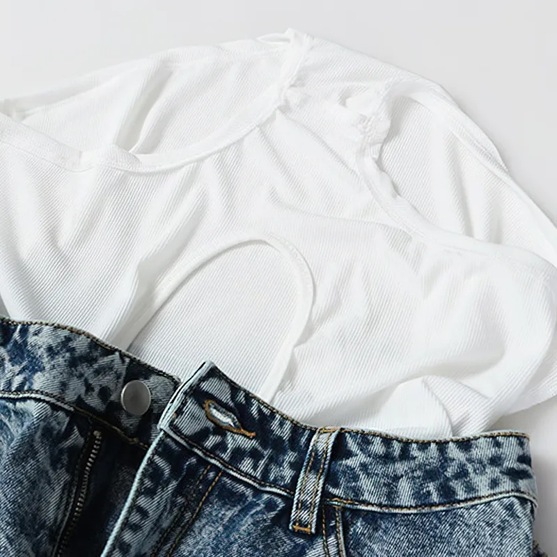 Cool Women's Denim Mini Shorts / Fashion High Waist Ruffle Shorts