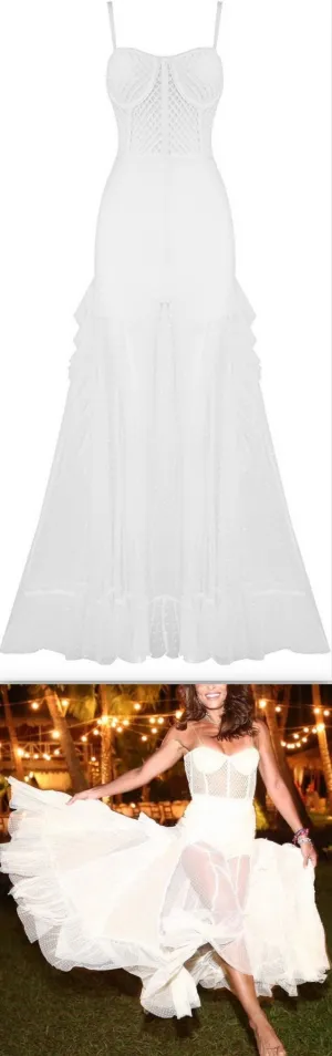 Corset Bustier Bandage Mesh Dress, White