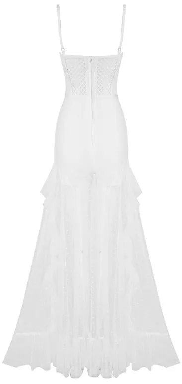 Corset Bustier Bandage Mesh Dress, White