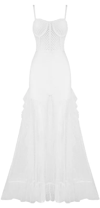 Corset Bustier Bandage Mesh Dress, White