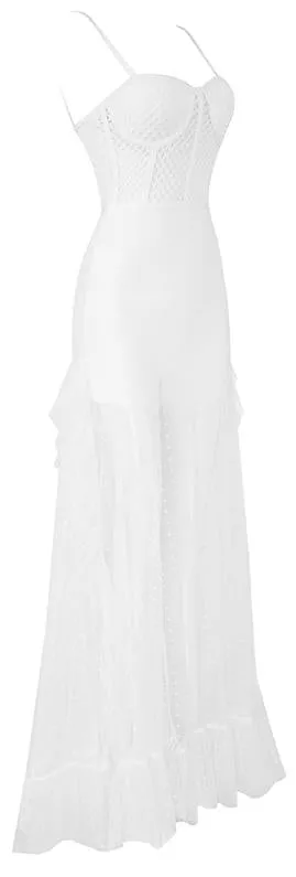 Corset Bustier Bandage Mesh Dress, White