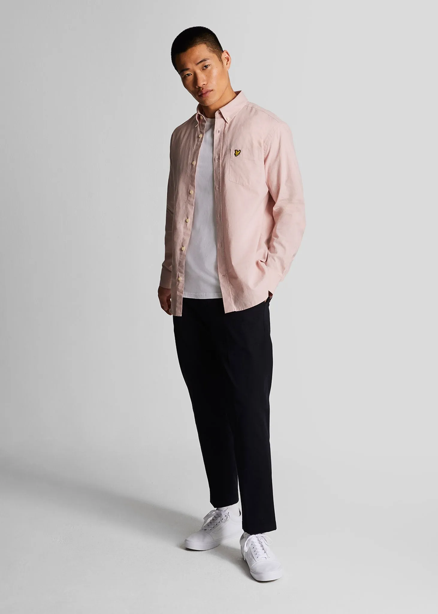 Cotton linen button down shirt - light pink