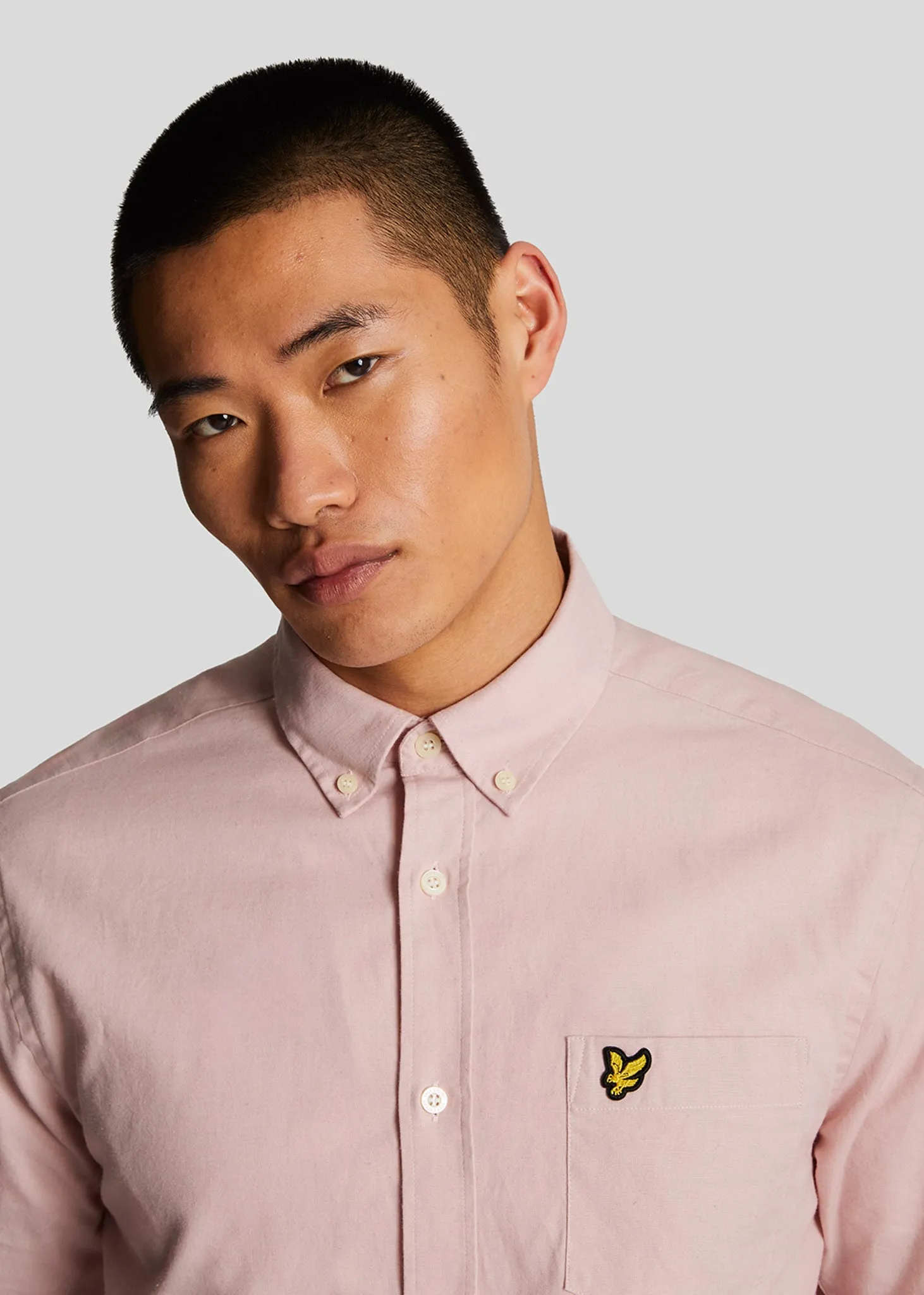 Cotton linen button down shirt - light pink