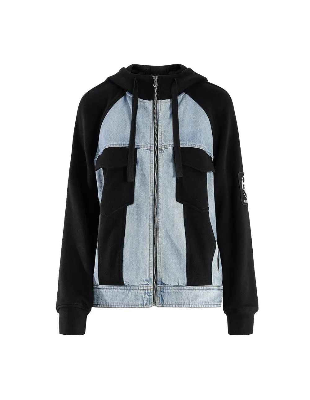 Couple Colorblock Hooded Denim Jacket