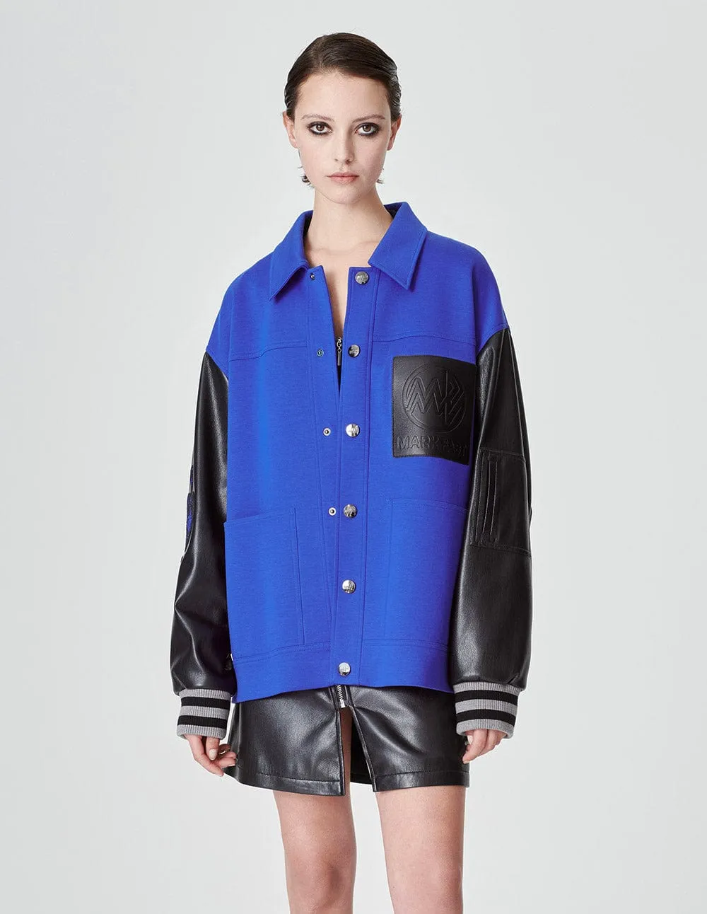 Couple Style Patchwork Pu Leather Baseball Jacket