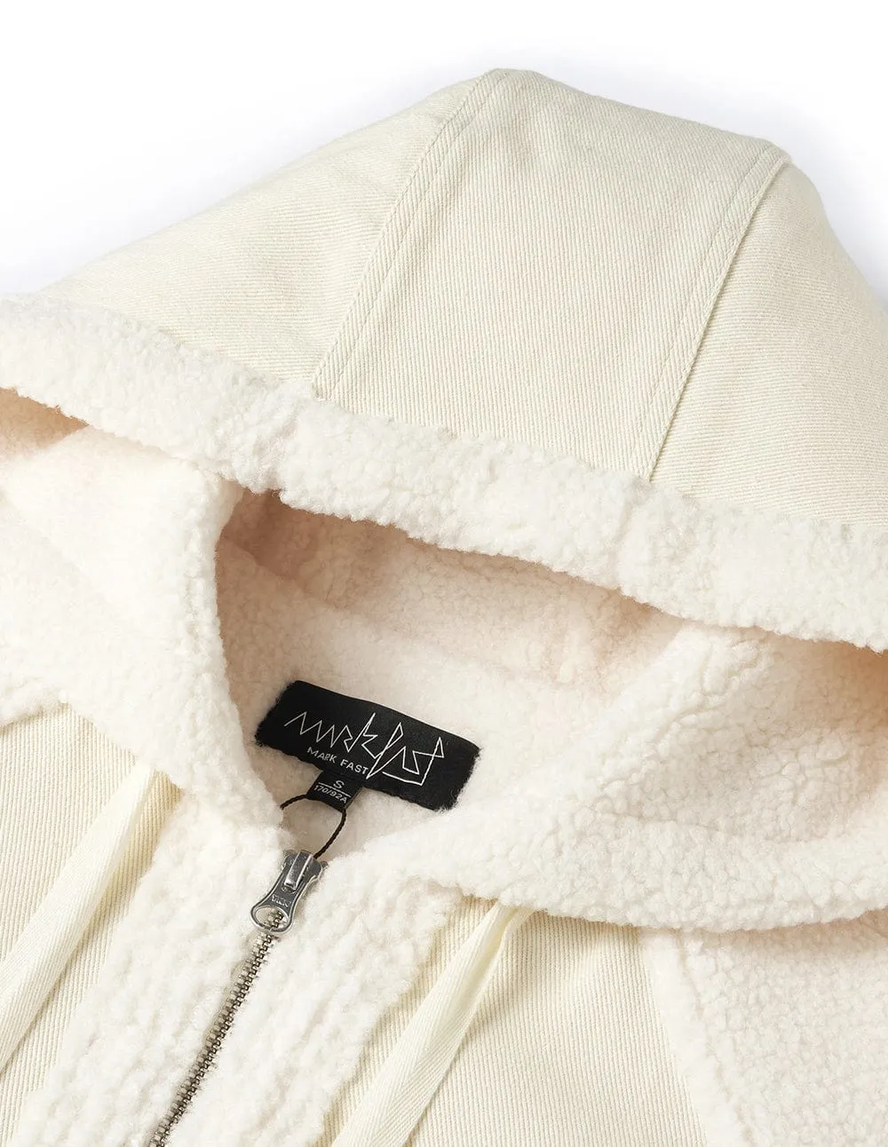 Couple White Badge Patch Hooded Casual Jacket