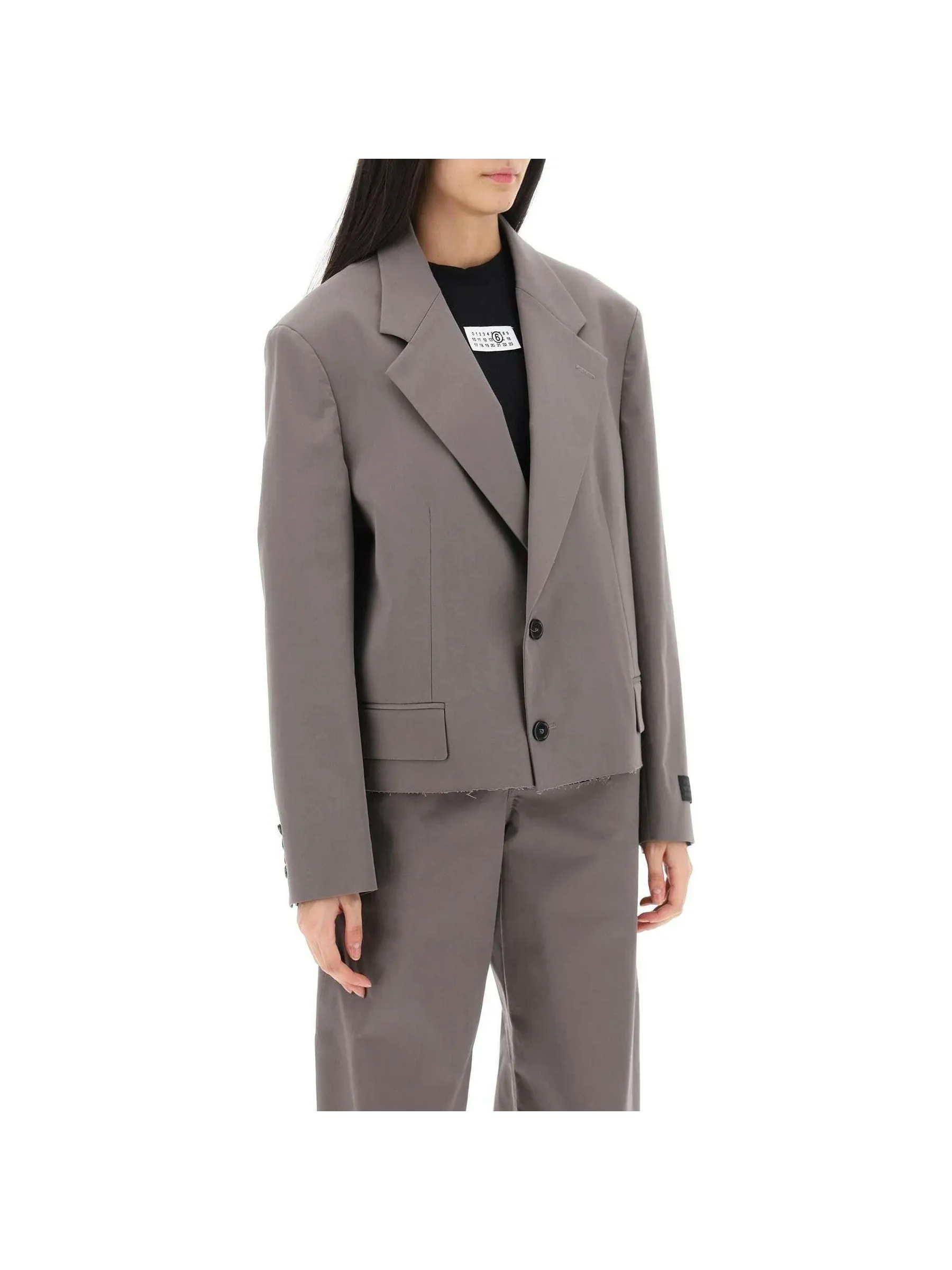 Cropped Notched Lapel Blazer