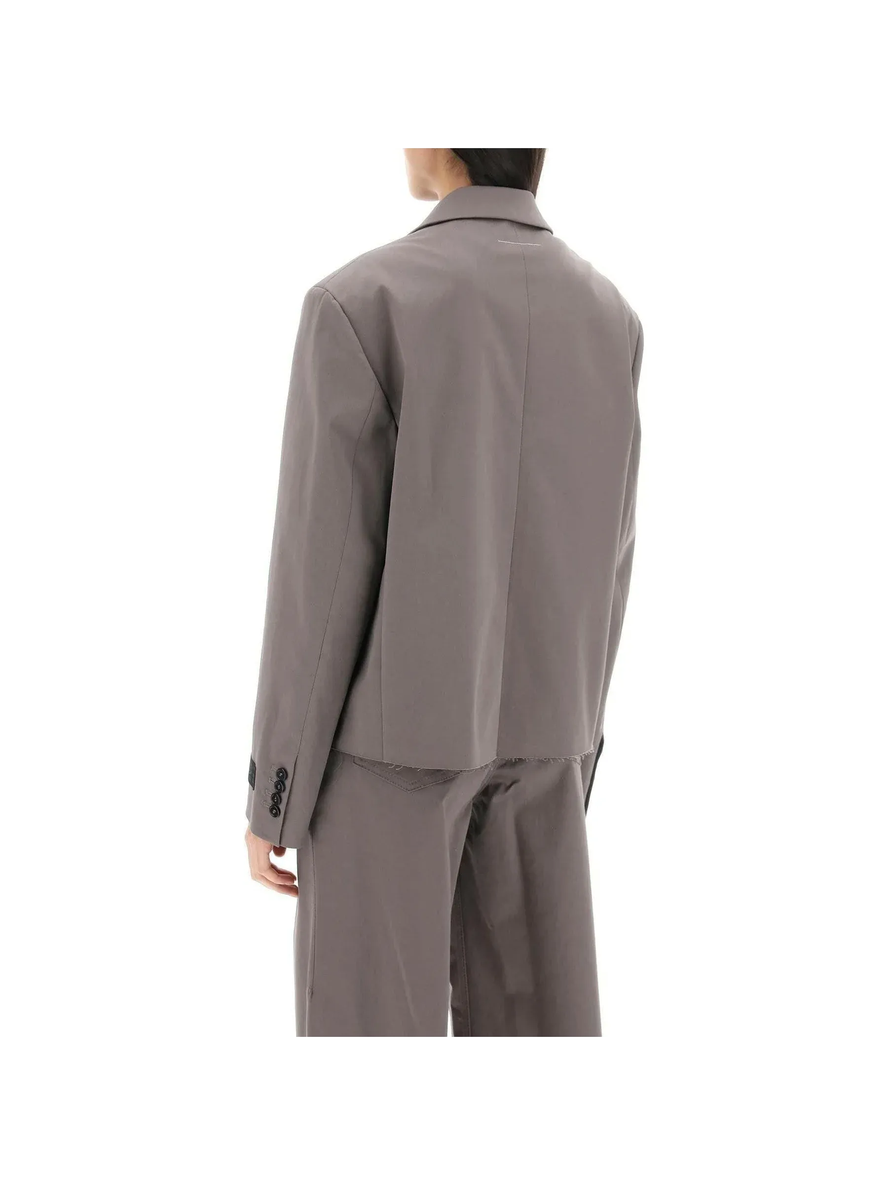 Cropped Notched Lapel Blazer