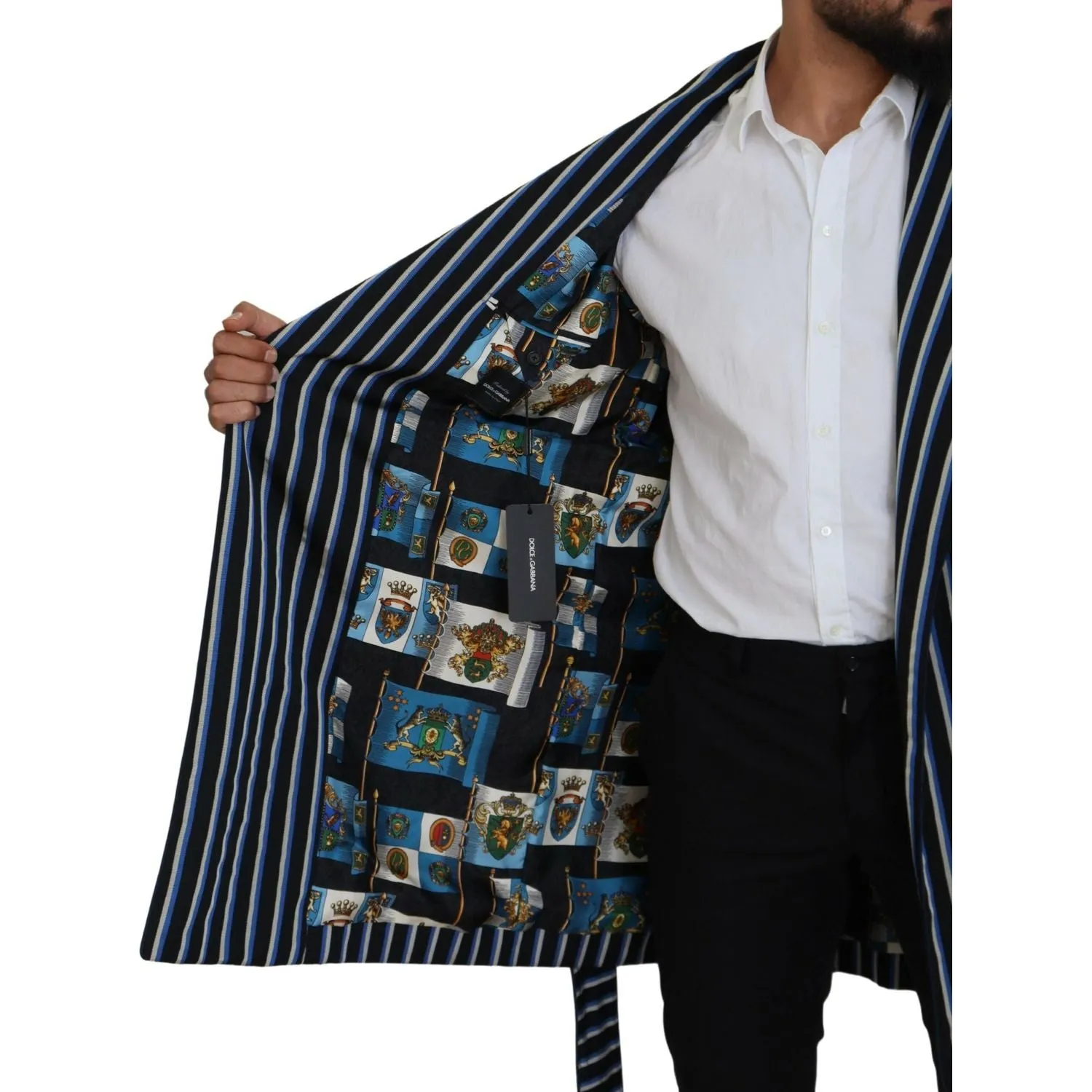 Dolce & Gabbana Elegant Striped Silk Blend Robe