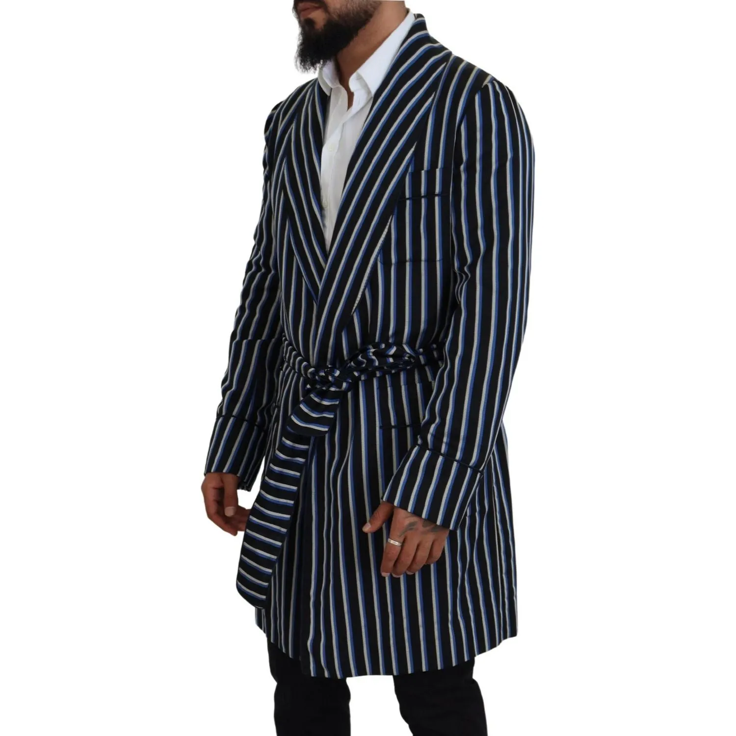 Dolce & Gabbana Elegant Striped Silk Blend Robe